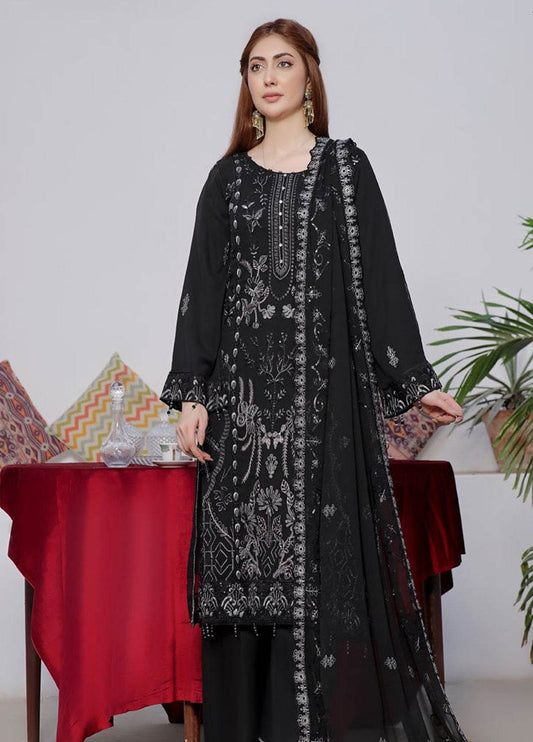 BIN KHALID Shehnai Formal Chiffon Embroidered Semi-Stitched 3pcs - Jotey