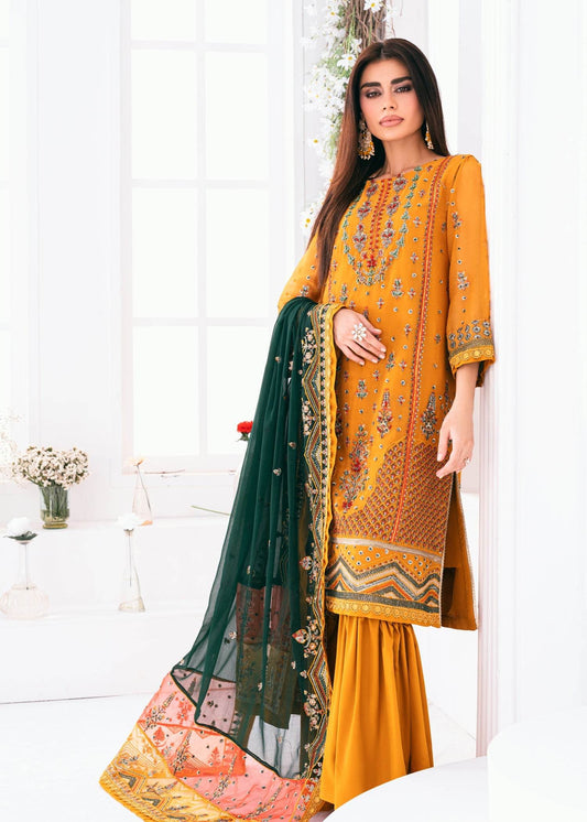 Lallaria By Noorma Kaamal Embroidered Chiffon Unstitched 3pcs - Jotey