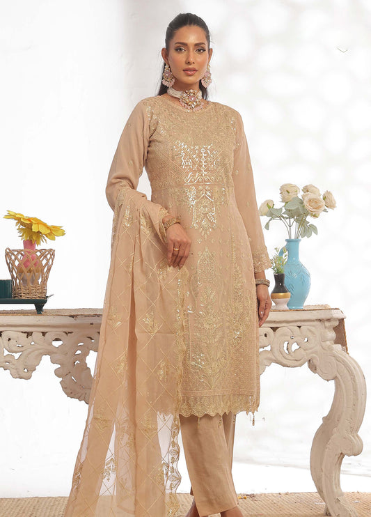 Darshan By Bin Hameed Luxury Embroidered Chiffon Semi-Stitched 3 Piece