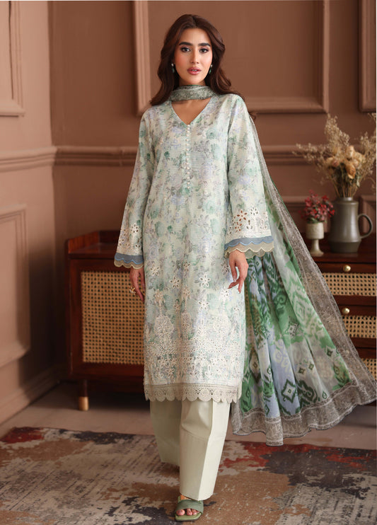 Keyaan By Johra Embroidered Chikankari Printed Bana Dora Lawn Unstitched 3Pcs