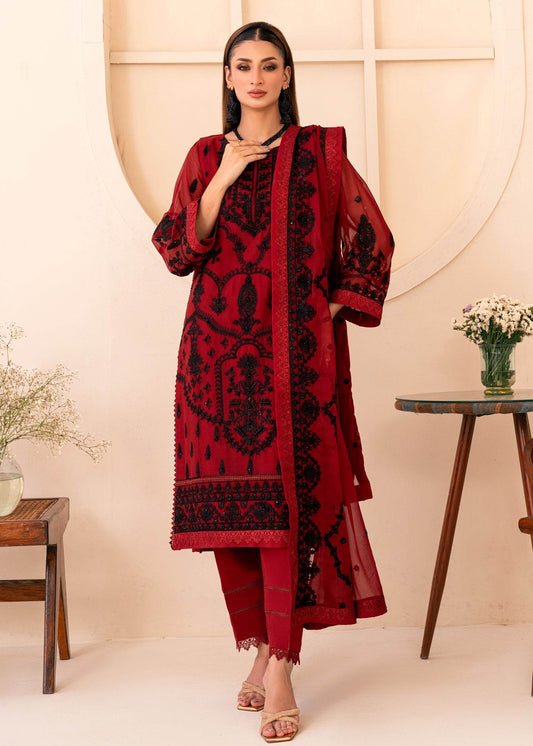 Lallaria By Noorma Kaamal Embroidered Chiffon Unstitched 3pcs - Jotey