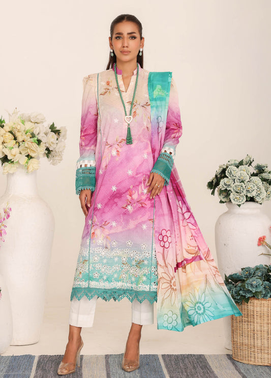 Inshal by Johra Chikankari + Printed Lawn Unstitched 3Pcs