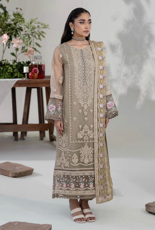 Roshnai By ZA Clothes Embroidered Semi-Stitched Organza 3pcs - Jotey