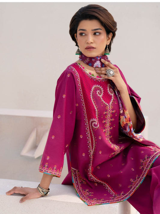 Bin Ilyas Summer Edit'25 Embroidered Lawn Unstitched 3pcs - Jotey