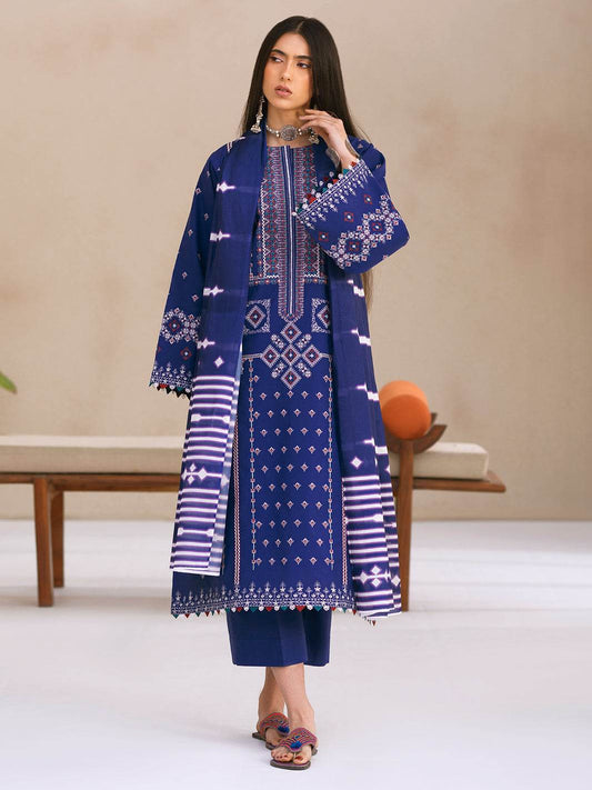 Bin Ilyas Summer Edit'25 Embroidered Lawn Unstitched 3pcs - Jotey