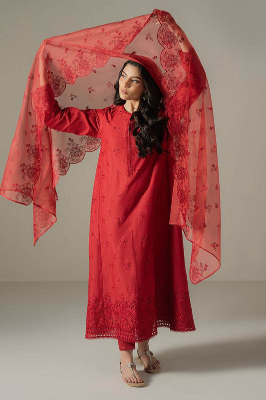 Cross Stitch Chikankari Embroidered Unstitched 3pcs - Jotey