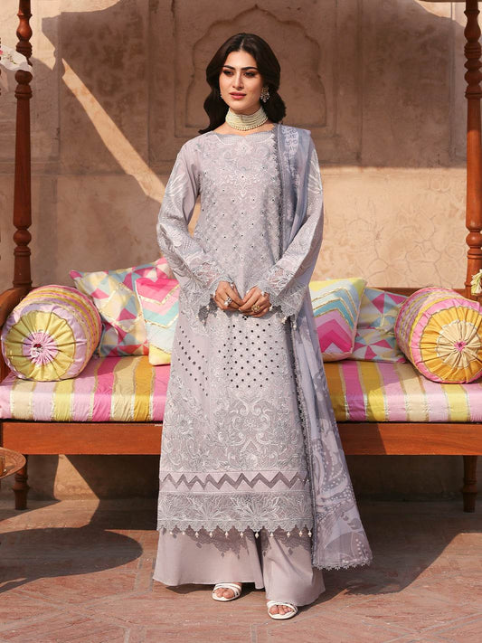 Husn Jahan By Mahnur Embroidered Luxury Lawn Unstitched 3pcs - Jotey