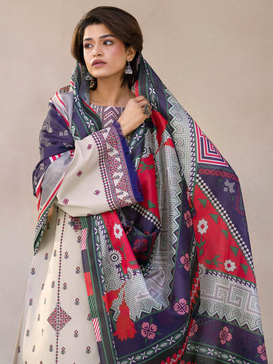 Bin Ilyas Summer Edit'25 Embroidered Lawn Unstitched 3pcs - Jotey