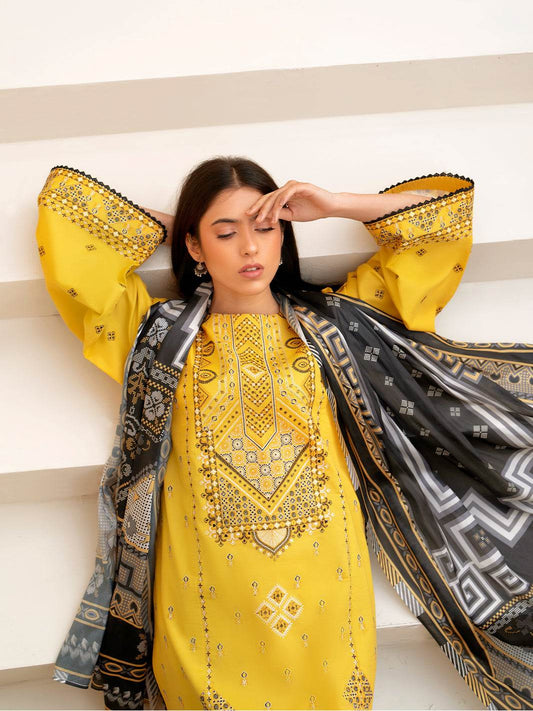 Bin Ilyas Summer Edit'25 Embroidered Lawn Unstitched 3pcs - Jotey