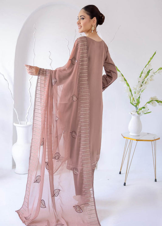 Zahikah By Bin Hameed Luxury Embroidered Chiffon Untitched 3pcs - Jotey