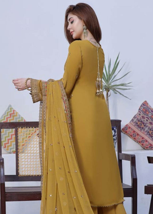 BIN KHALID Shehnai Formal Chiffon Embroidered Semi-Stitched 3pcs - Jotey