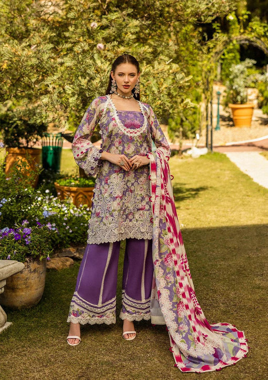 Elaf Print Chikankari Unstitched Lawn 3pcs - Jotey
