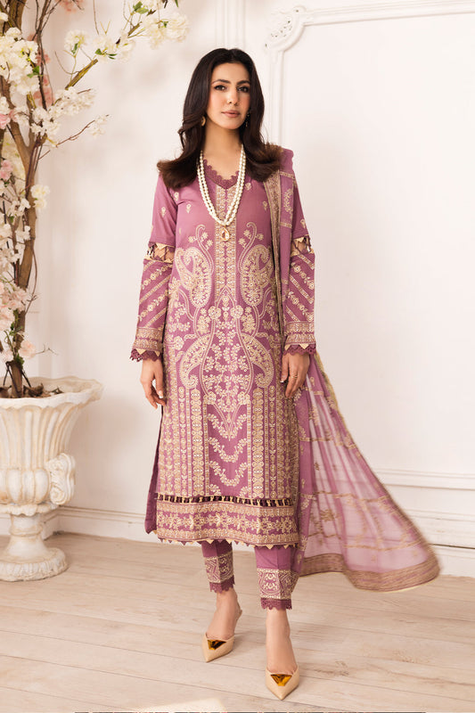 Johra Gold Swiss Voil Heavy Embroidered Lawn Unstitched 3Pcs