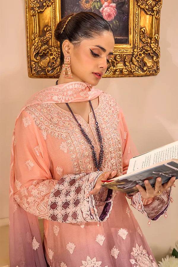 ZA Clothes Embroidered Chiffon Ready to wear 3pcs - Jotey