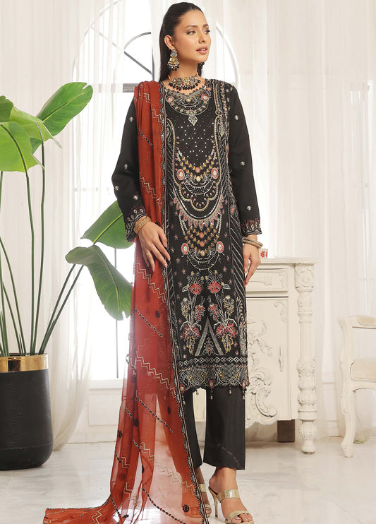 Darshan By Bin Hameed Luxury Embroidered Chiffon Semi-Stitched 3 Piece