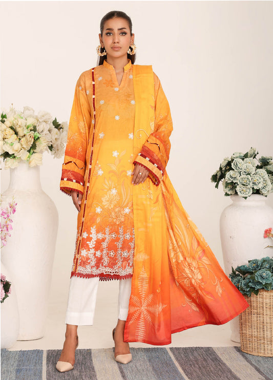 Inshal by Johra Chikankari + Printed Lawn Unstitched 3Pcs