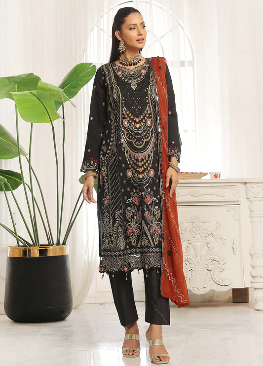 Darshan By Bin Hameed Luxury Embroidered Chiffon Semi-Stitched 3 Piece