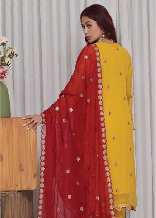 Nisha Embroidered Chiffon Semi-Stitched 3pcs - Jotey