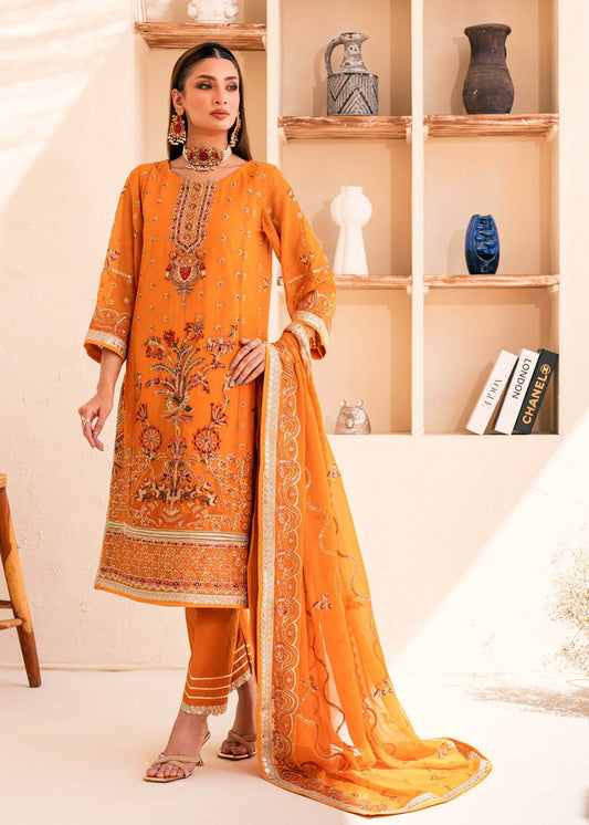 Lallaria By Noorma Kaamal Embroidered Chiffon Unstitched 3pcs - Jotey