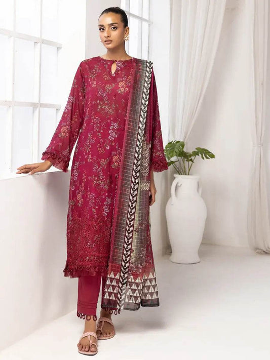 Printkari By Nur Embroidered Printed Lawn Unstitched 3pcs - Jotey