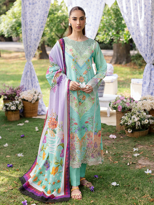 RAJBARI Printkari Sehiffli Exclusive Embroidered Unstitched 3pcs