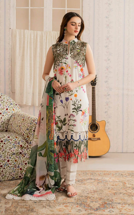 Meraki By Asifa And Nabeel Vol-01 Embroidered Lawn Unstitched 3pcs - Jotey