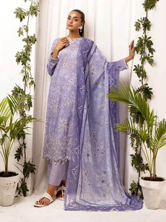 Printkari By Nur Embroidered Printed Lawn Unstitched 3pcs - Jotey