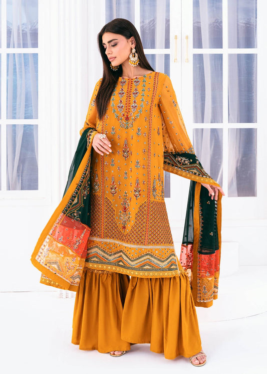 Lallaria By Noorma Kaamal Embroidered Chiffon Unstitched 3pcs - Jotey