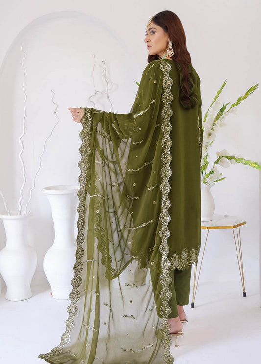 Zahikah By Bin Hameed Luxury Embroidered Chiffon Untitched 3pcs - Jotey