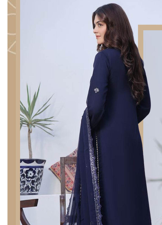 BIN KHALID Shehnai Formal Chiffon Embroidered Semi-Stitched 3pcs - Jotey