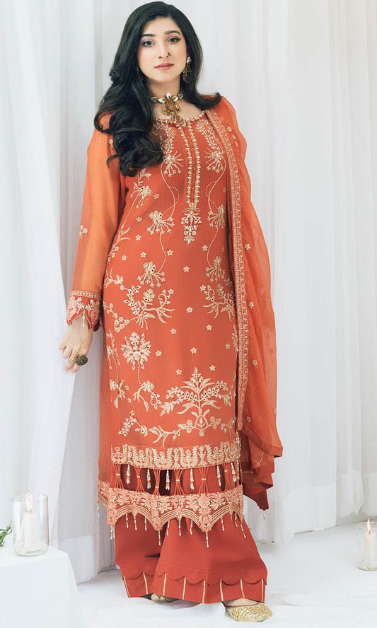 MAAHI BY SHAMOOZ Embroidered Chiffon Unstitched 3pcs - Jotey