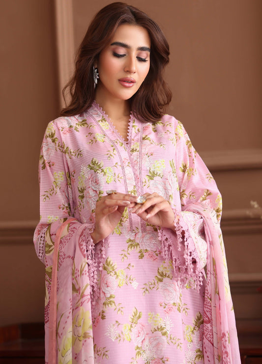 Keyaan By Johra Embroidered Chikankari Printed Bana Dora Lawn Unstitched 3Pcs