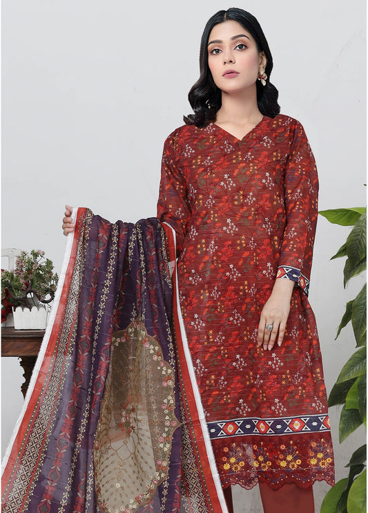 Sui Dhaga Embroidered Printed Lawn Unstitched 3pcs