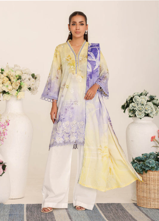 Inshal by Johra Chikankari + Printed Lawn Unstitched 3Pcs