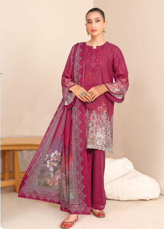 Wisam by Johra Chikankari Embroidered Printed Bana Dora Lawn Unstitched 3Pcs