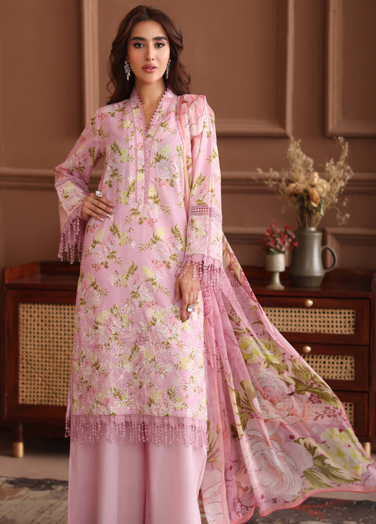 Keyaan By Johra Embroidered Chikankari Printed Bana Dora Lawn Unstitched 3Pcs