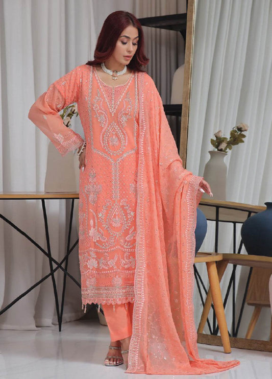 Nisha Embroidered Chiffon Semi-Stitched 3pcs - Jotey