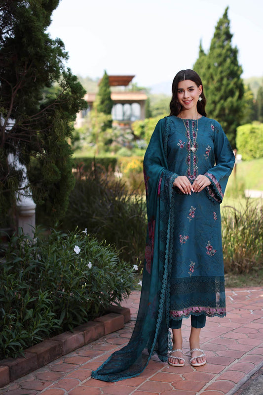 Noor By Saadia Asad Eid Luxe Printkari Embroidered Lawn Unstitched 3pcs - Jotey