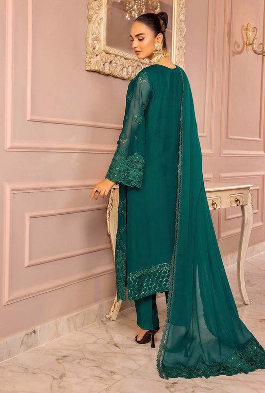 Ranak-E-Mehal Embroidered Chiffon Semi-Stitched 3pcs - Jotey