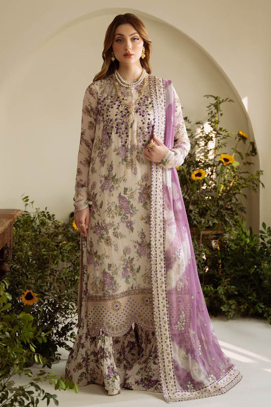 Amaya By Nureh Embroidered Luxury Chiffon Unstitched 3pcs - Jotey