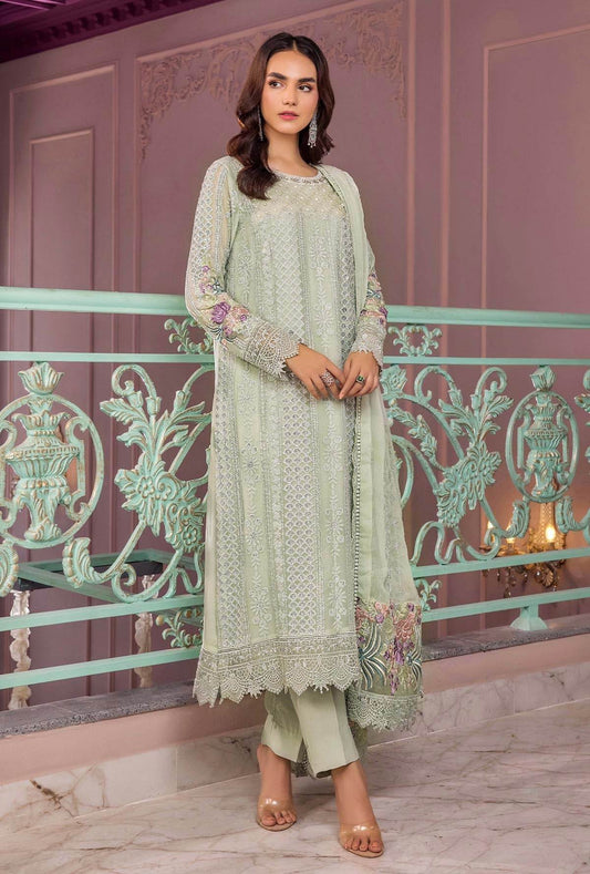 Ranak-E-Mehal Embroidered Chiffon Semi-Stitched 3pcs - Jotey