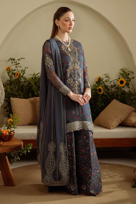 Amaya By Nureh Embroidered Luxury Chiffon Unstitched 3pcs - Jotey