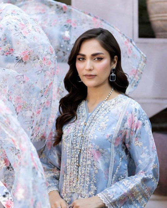 Mahiye By Noors Organza Semi Stitched 3pcs - Jotey