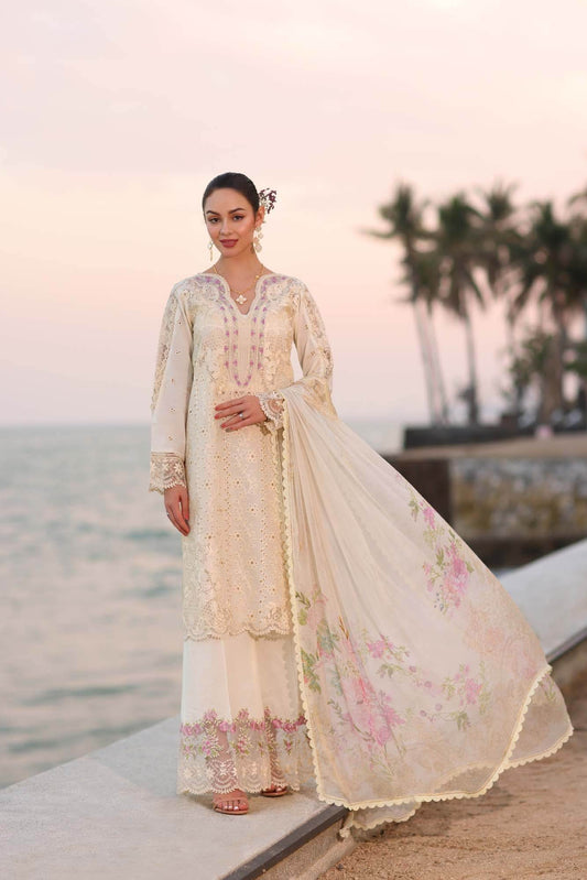 Noor By Saadia Asad Eid Luxury Handwork Laserkari'25 Unstitched 3pcs - Jotey