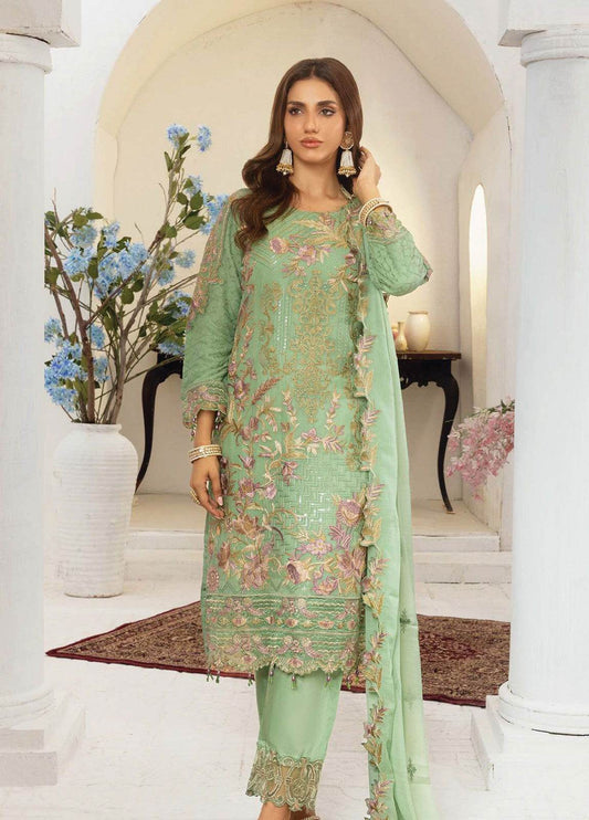 Areesha By Noori Luxury Chiffon Semi Stitched 3pcs - Jotey