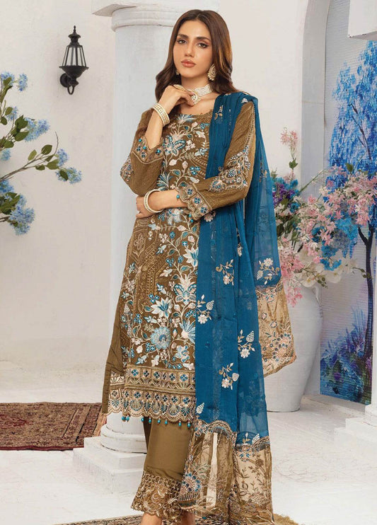 Areesha By Noori Luxury Chiffon Semi Stitched 3pcs - Jotey