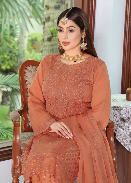 Arzu By Bin Hameed Luxury Chiffon Semi Stitched 3pcs - Jotey