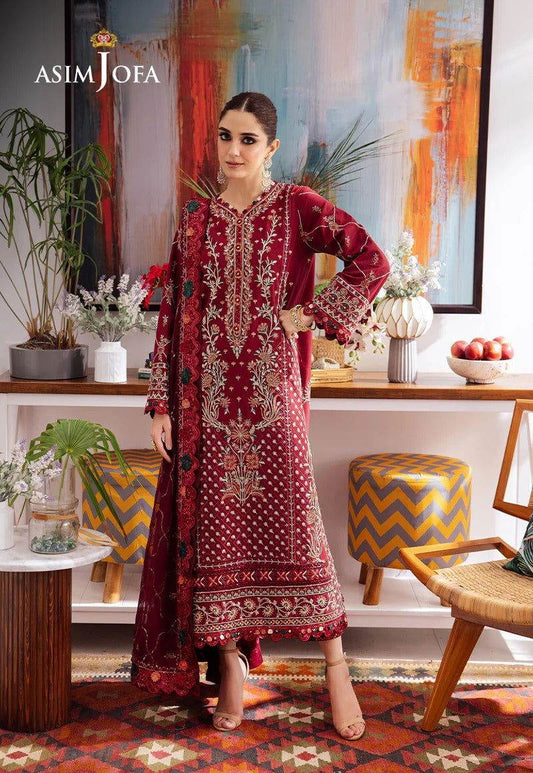 Asim Jofa Uraan Embroidered Unstitched 3pcs - Jotey