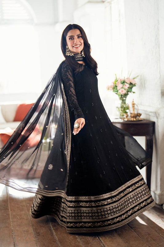 Azure Luxe'25 Embroidered Chiffon Unstitched 3pcs - Jotey