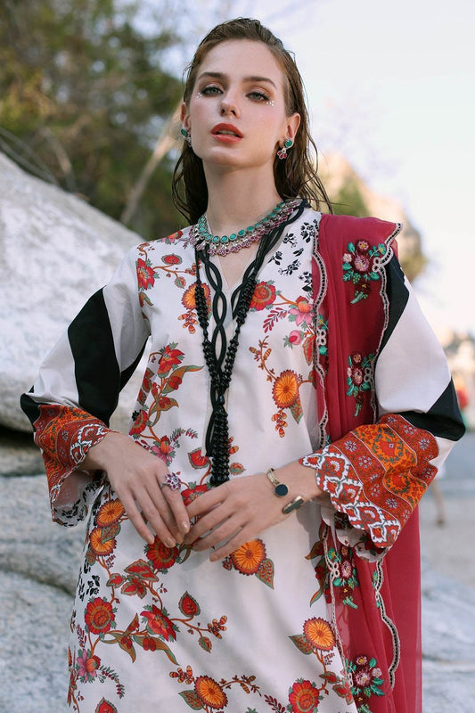 Charizma Print Melody Vol-4 Unstitched Lawn 3pcs - Jotey